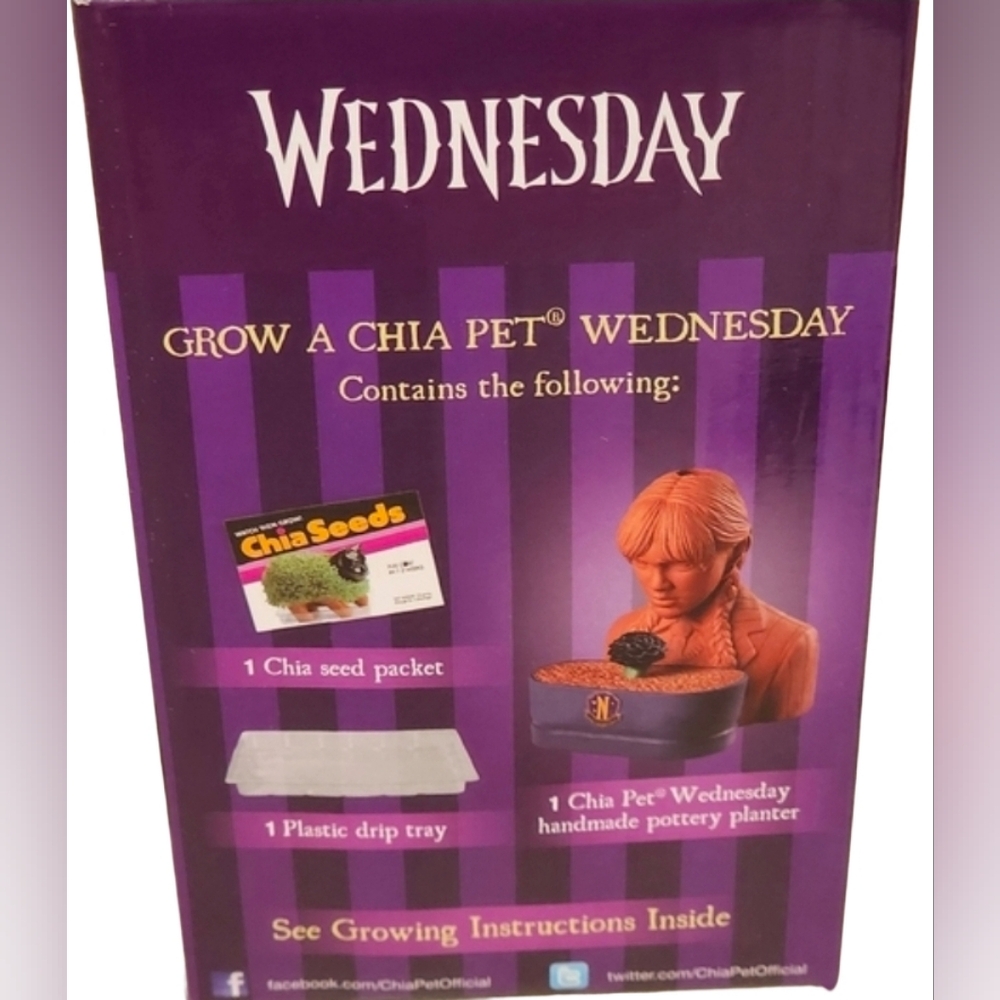 Wednesday Addams Chia Pet Planter NWT Addams Family Gift Goth Decor - Picture 2 of 2